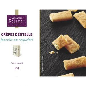 Monoprix gourmet Cr&ecirc;pes dentelles fourr&eacute;es au roquefort - La bo&icirc;te de 65g