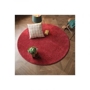 Décoweb Tapis de salon rond en velours - Feelings Balsan - Rouge passion - ø 120 cm