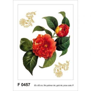 AG Red flower with golden elements, Grand sticker mural 65 x 85 cm ART