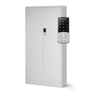 Jan Nowak Armoire à dossiers C003 de Bureau avec Serrure à Combinaison métallique en Acier revêtu par Poudre 185 cm x 90 cm x 40cm (Gris)