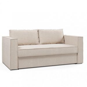 Italian Spirit Canapé convertible express 120 MAJORQUE matelas 18cm sommier lattes velours côtelé perle