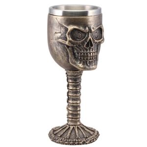 Ruedelafete Calice Tête de mort Bronze en résine et métal 18,5cm