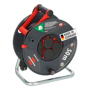 Brennenstuhl Garant V2 IP44 Enrouleur de c&acirc;ble ext&eacute;rieur 50 m (fabriqu&eacute; en Allemagne, 3 prises de courant de s&eacute;curit&eacute; avec protection de contact am&eacute;lior&eacute;e, plastique sp&eacute;cial)
