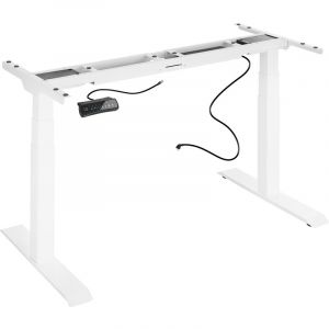 TecTake Bureau Assis Debout Pied de Bureau Réglable en Hauteur Electrique 180 cm x 68 cm x 123 cm en Acier Blanc