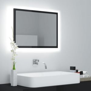 VidaXL Miroir à LED de bain Gris brillant 60x8,5x37 cm Aggloméré