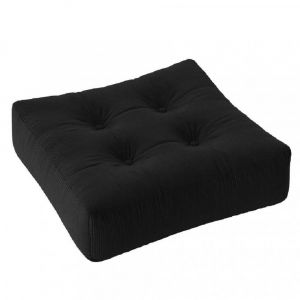 Inside75 Pouf futon velours more pouf coloris charbon - noir