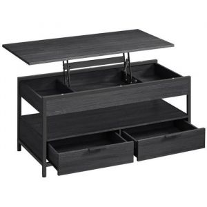 Table basse avec plateau relevable effet bois marron rustique