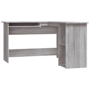 Image de Helloshop26 - Bureau table poste de travail meuble d'ordinateur informatique étude d'angle sonoma 120 x 140 x 75 cm bois d'ingénierie gris