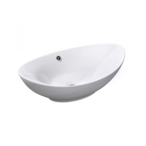 Mai & Mai lave main évier vasque 58x38x19 cm en céramique blanc ovale lavabo avec trop plein à poser BR818