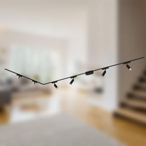 BRILONER - Système de rail Luxtrail set complet, 4x LED Spots, 2x LED Tracklight, en forme de L, lampes, système de rail lumineux pour plafond, rail pour spot, lampe de plafond, spotlight, 3m, noir
