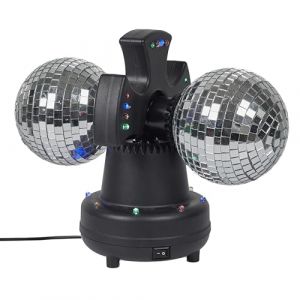 PARTY TIME, LA0063, Animez Vos soirées avec la Lampe Boule Disco Double USB Noir, Lumière Multicolore pour Une Ambiance Disco Unique avec Deux Boules et Prise USB Pratique.