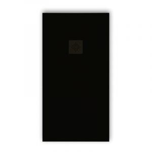 Stano Receveur de douche 100 x 160 cm extra plat PURE en résine surface ardoisée noir Grille noire