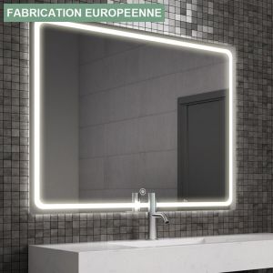 Miroir éclairage LED de salle de bain VELDI avec interrupteur tactile - 120x80cm