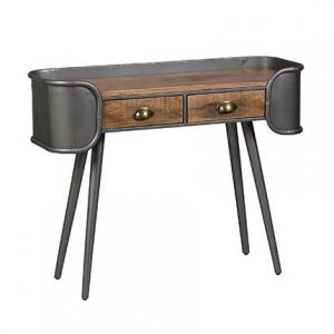 M&S Console 2 tiroirs 100x35x77 cm en palissandre et acier - SUWA