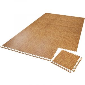 TecTake Ensemble de 24 Dalles Carrées EVA - Tapis de sol, Sport - lot de 24 tapis de yoga, tapis de gymnastique, tapis fitness - imprimé bois