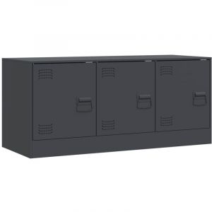 VidaXL Meuble TV, Armoire de Télévision avec Compartiments et Poignées, Meuble de Rangement Salon Intérieur, Moderne, Anthracite Acier