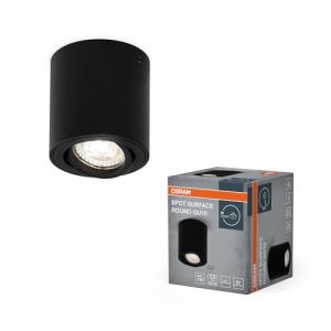 Osram Spot Spot Surface Round pour montage au plafond, noir, culot GU10, peut être équipé d'une lampe normale ou intelligente, angle de faisceau flexible, protection IP20, boîtier de haute qualité