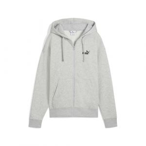 Puma ESS Small No. 1 Logo Comfort Full-Zip Hoodie FL, Sweat à Capuche Fille, Light Gray Heather,
