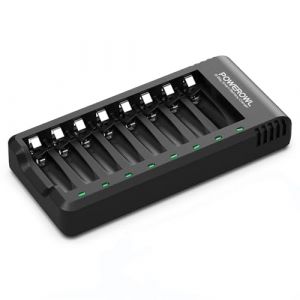 Chargeur de piles - POWEROWL - 8 Slots - Rechargeable - Charge rapide - Port USB