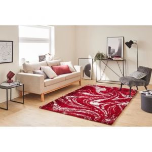 Nazar Tapis shaggy doux Oslo 677 - Rouge - 100% polyester - 120 x 160 cm - Intérieur