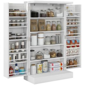 Homcom Armoire de cuisine 2 portes total 14 &eacute;tag&egrave;res - dim. 60L x 30l x 104H cm - mdf blanc - Blanc