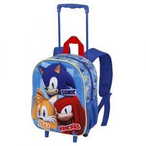 Sonic The Hedgehog - SEGA Sega-Sonic Trio-Sac à Dos 3D à roulettes Petit, Bleu, 26 x 34 cm, Capacité 12,5 L