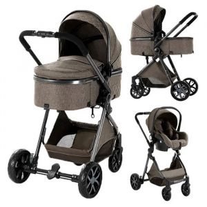 Poussette Magic Zc Pousette Trio 3 En 1 Poussette Bebe Avec Sac &Agrave; Main Jusqu'&agrave; 15kg 0-3ans Pliage En Un Clic Paysage &Eacute;lev&eacute; Brun