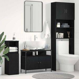 VidaXL Meuble sous-vasque de salle de bain Ch&ecirc;ne noir 80 x 30 x 60 cm