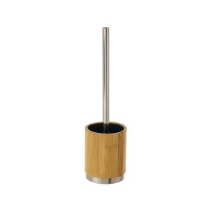 Wadiga Brosse WC ronde bambou et acier inoxydable 9.5x9.5x35cm