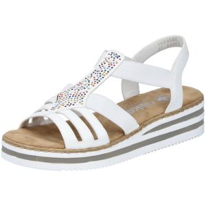 Rieker Femme V0240 Sandales compensées, Blanc, 36 EU