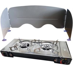 PACK INCASA R&eacute;chaud &agrave; Gaz Portable 2 feux + Pare-flammes &agrave; ventouses - Camping