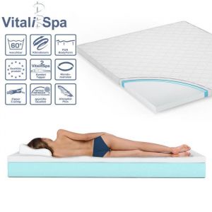 Image de Vitalispa - Matelas Blanc Surmatelas mousse confort 140x200cm