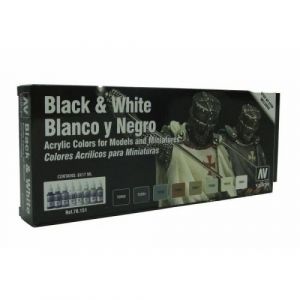 Image de Vallejo BLACK AND WHITE (8) COLOR SET 70151 - - Peinture acrylique