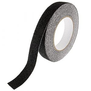Seki Ruban adhésif antidérapant noir - 25 mm x 10 m - Bande de sécurité antidérapante pour escaliers, marches, carreaux, rampes, échelle ou revêtement de sol - Bande antidérapante autocollante