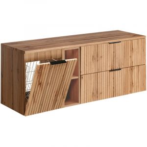 Petits-meubles - Meuble sous-vasque 140cm 2 niches panier à linge Adriel Bois