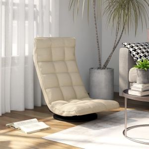 VidaXL Chaise pivotante de sol Crème Tissu