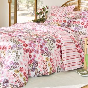 Drap housse percale de coton GAIETE D'ETE - rose
