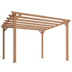Outsunny Pergola en bois - tonnelle ext&eacute;rieur - structure robuste avec poteaux 90 mm et 7 poutres - 3 x 3 m - effet bois d'&eacute;rable