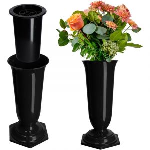 KADAX Vase funéraire en Plastique, Vase ŕ Fleurs, Vase en Plastique pour Fleurs, Vase de cimetičre résistant aux intempéries, décoration funéraire résistante aux intempéries