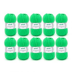 Gr&uuml;ndl Laine Lisa Premium uni - Fil pour tricoter - Fil &agrave; tricoter - Fil &agrave; crocheter - Doux et agr&eacute;able pour la peau - 100% polyacrylique 10 pelotes 50 g / 133 m - Taille d&rsquo;aiguille 3,5-4,5 - Vert