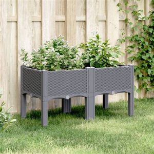 VidaXL Jardinière avec pieds gris 80x40x42 cm PP