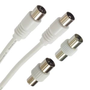 Hama 75400230 - Câble antenne Coax 9,52 mâle/mâle 2 adp 75dB 2,00m