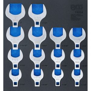 BGS 74564 | Insert de servante d'atelier 2/3 : Jeu de clés crowfoot à tuyauter | 12,5 mm (1/2") | en pouce | 14 pièces