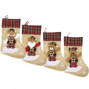 Chaussette de Noël Toile de Jute 37 cm Modèle Aléatoire