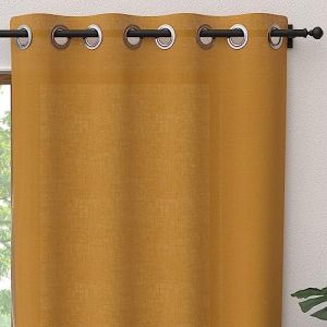 Soleil d'Ocre Rideau &agrave; oeillets pur coton 135x250 cm PANAMA moutarde, par