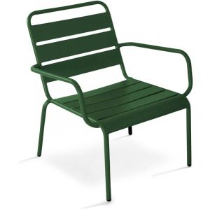 Oviala Fauteuil de jardin bas relax acier vert forêt - Palavas