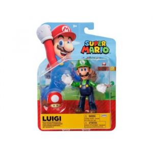 Jakks Pacific Set figurine mario : luigi avec super champignon - set figurine articule collection 11 cm + 1 carte tigre - enfant