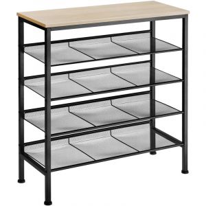 TecTake - Étagère à chaussures avec étagères grillagées, rangement pour chaussures, organisateur pour chaussures - bois clair industriel