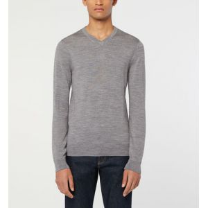 Galeries Lafayette Pull Terive droit laine mérinos responsable col V Gris - Couleur Gris - Taille L