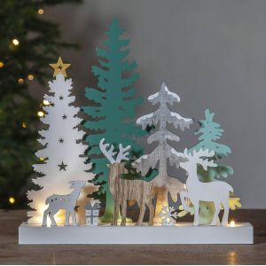 Decoration de décoration de portage tarteaux lumineux Reinbek led 4x0.03W bois coloré l: 30cm b: 6cm h: 30 cm avec interrupteur activé / désactivé